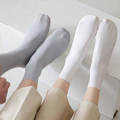 Ice Silk Solid Color Quarter Socks(6 Pairs) - image 1
