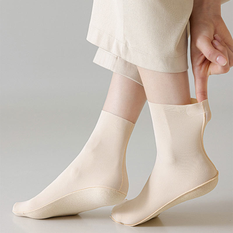 Ice Silk Solid Color Quarter Socks(6 Pairs) - image 3