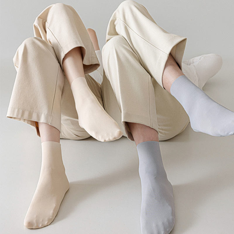 Ice Silk Solid Color Quarter Socks(6 Pairs) - image 2