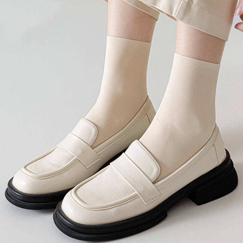 Ice Silk Solid Color Quarter Socks(6 Pairs) - image 6