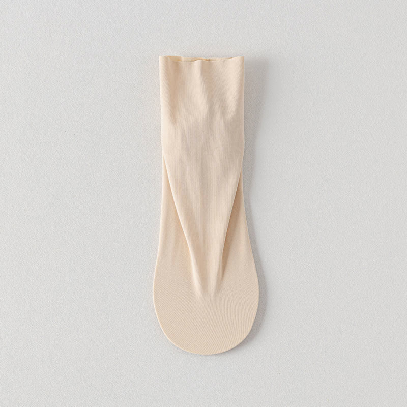 Ice Silk Solid Color Quarter Socks(6 Pairs) - Nude - EU39-44(US6-10) - image 8