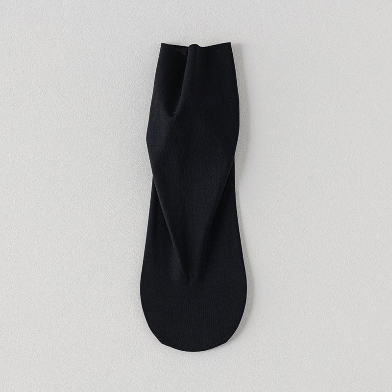 Ice Silk Solid Color Quarter Socks(6 Pairs) - Black - EU39-44(US6-10) - image 7