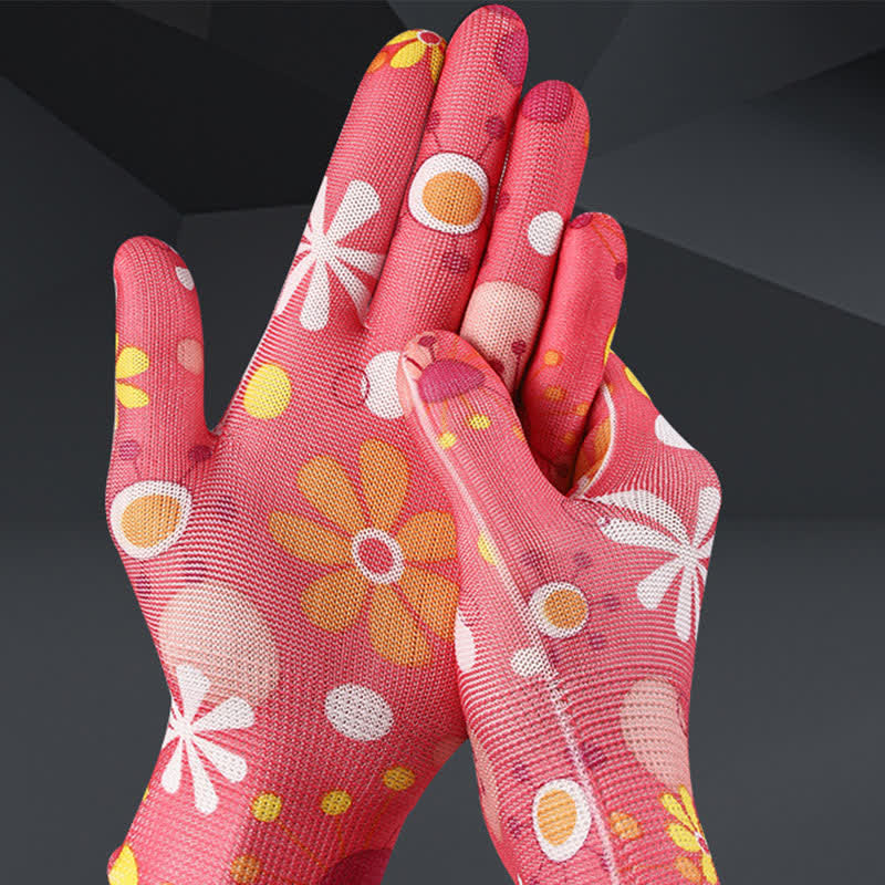 Nylon Knit Printed Gardening Work Gloves(12 Pairs) - image 0