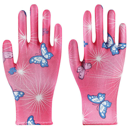 Nylon Knit Printed Gardening Work Gloves(12 Pairs) - Pink - One Size - image 11