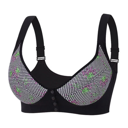 Plus Size Floral Front Closure Wireless Bra