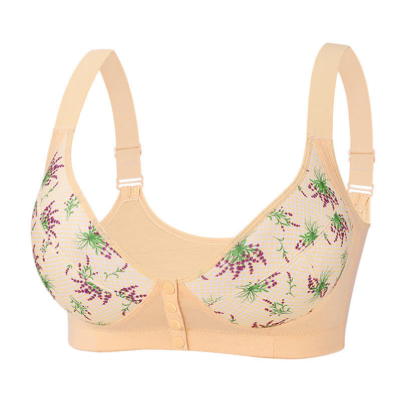 Plus Size Floral Front Closure Wireless Bra