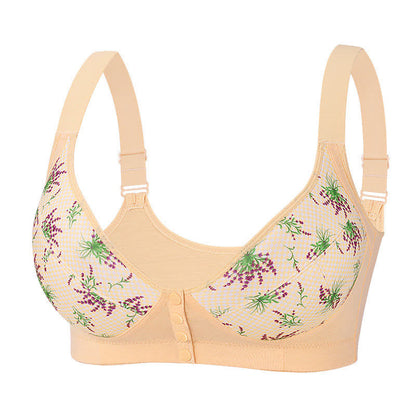 Plus Size Floral Front Closure Wireless Bra