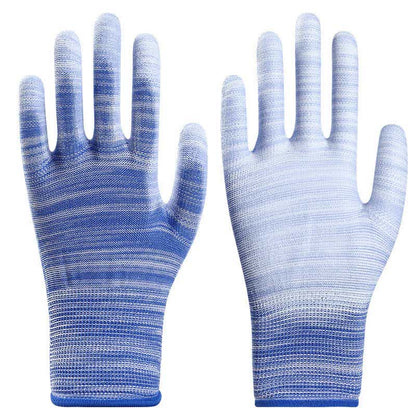 Striped Wear-resistant Non-slip Protective Work Gloves(24 Pairs) - Blue - L - image 9