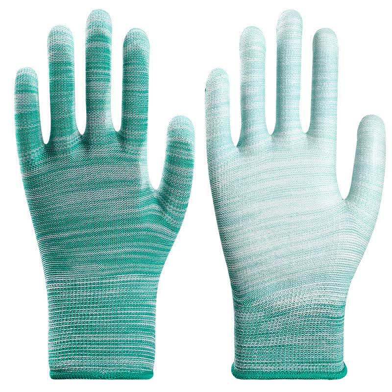 Striped Wear-resistant Non-slip Protective Work Gloves(24 Pairs) - Green - L - image 12