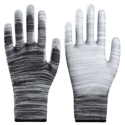 Striped Wear-resistant Non-slip Protective Work Gloves(24 Pairs) - Black - L - image 7