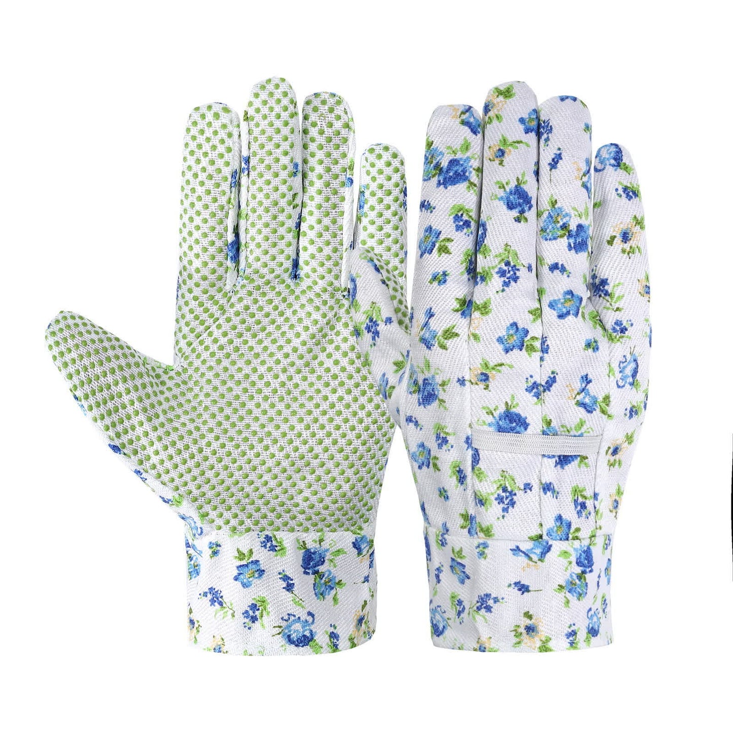 Elegant Floral Print Garden Gloves(3 Pairs) - Blue - One Size - image 1