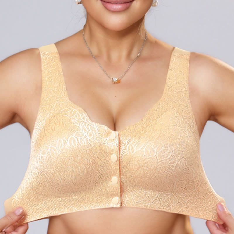 Jacquard Front Closure Wireless Bra