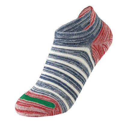 Cotton Stripe Ankle Socks(5 Pairs) - Red - EU39-44(US6-10) - image 4