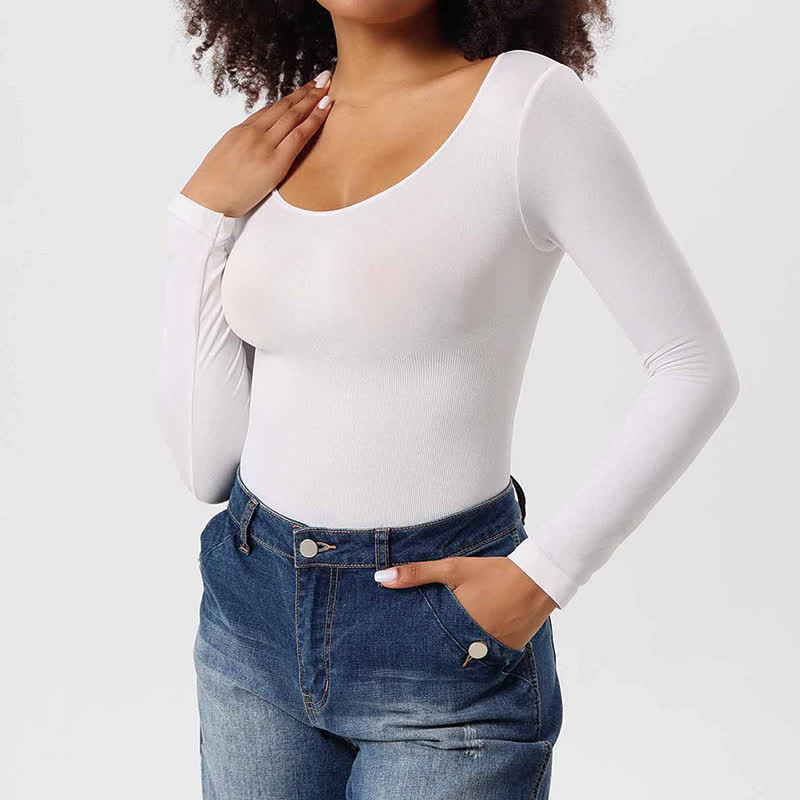 Seamless Long Sleeve Shapewear Bodysuit One Piece - image 15