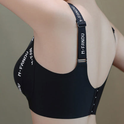 Plus Size Lightweight Letter-Print Push-Up Wireless Bra