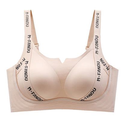 Plus Size Lightweight Letter-Print Push-Up Wireless Bra