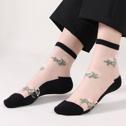 Elegant Flowers Quarter Socks(5 Pairs) - image 5