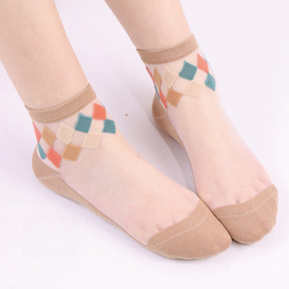Stylish Rhombus Ankle Socks(5 Pairs) - Khaki - EU36-40(US3-7) - image 9