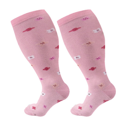 Plus Size Lute Pink Compression Socks(3 Pairs)