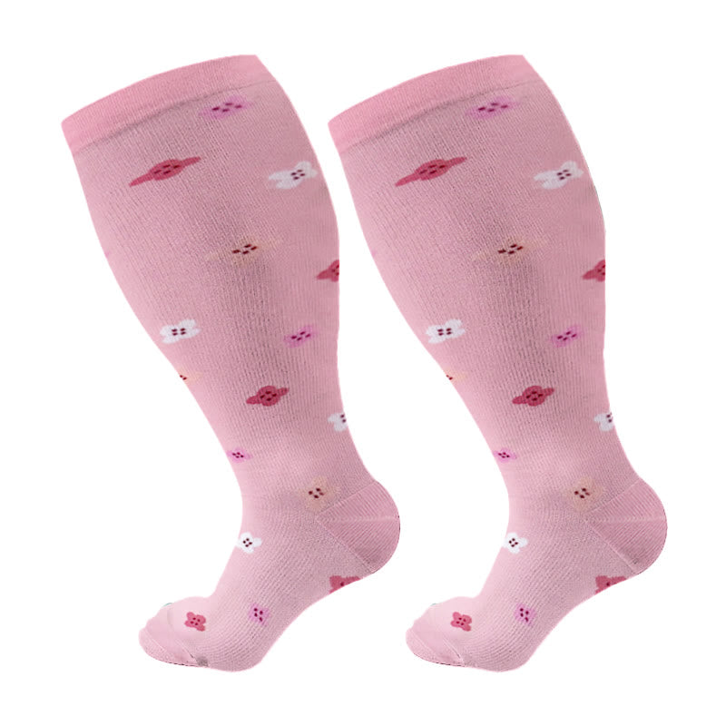 Plus Size Lute Pink Compression Socks(3 Pairs) - Pink - 4XL - image 8
