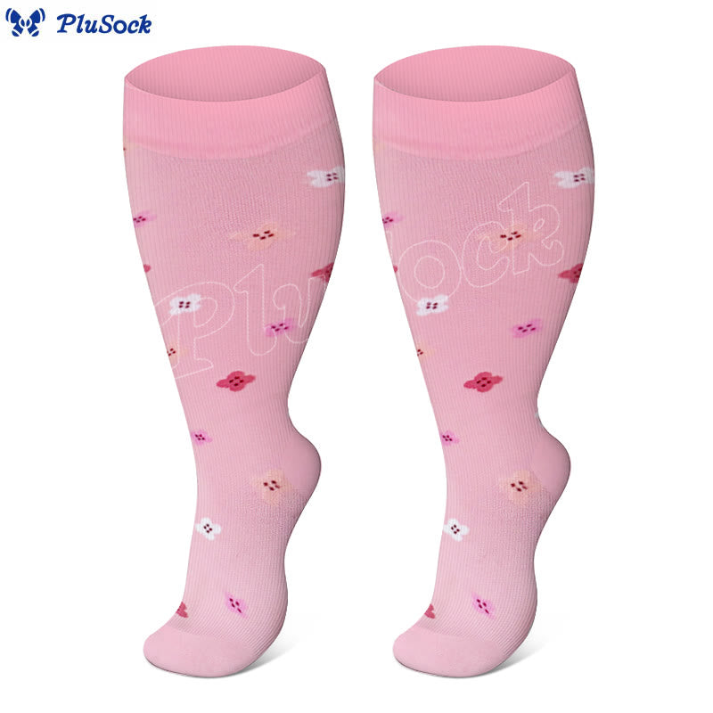 Plus Size Lute Pink Compression Socks(3 Pairs)