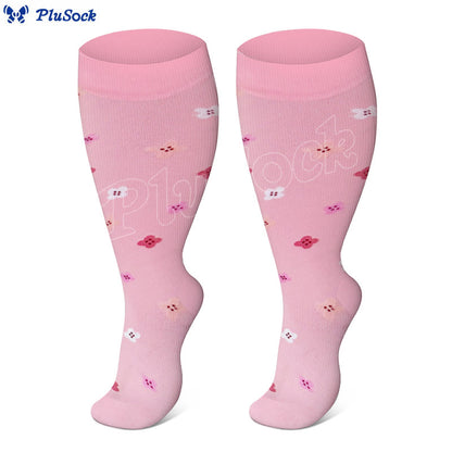 Plus Size Lute Pink Compression Socks(3 Pairs)