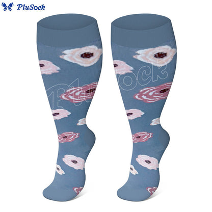 Plus Size Rose Chrysanthemum Compression Socks(3 Pairs)