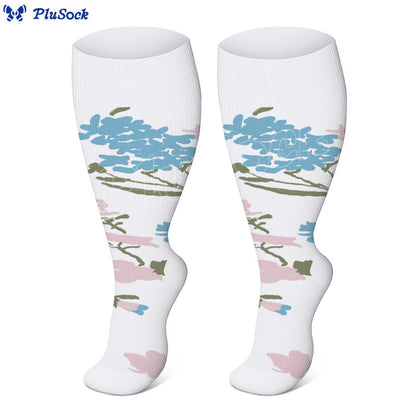 Plus Size Rose Chrysanthemum Compression Socks(3 Pairs)