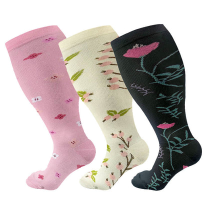 Plus Size Lute Pink Compression Socks(3 Pairs)