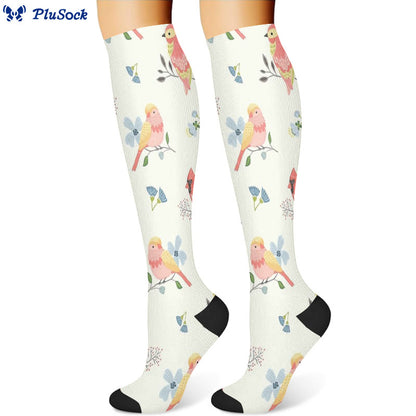 Spring Flower Birds Compression Socks(3 Pairs) - image 4