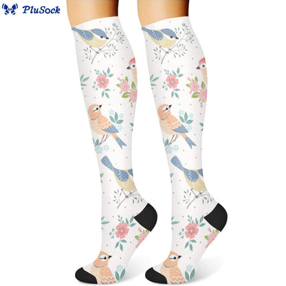 Spring Flower Birds Compression Socks(3 Pairs) - image 3