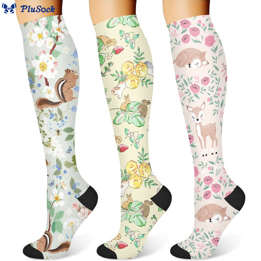 Squirrel Fawn Compression Socks(3 Pairs) - image 1