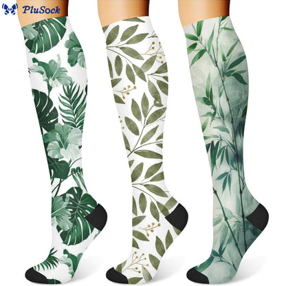 Monstera Leaves Compression Socks(3 Pairs) - image 1