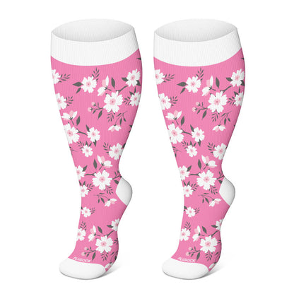2XL-4XL Plus Size Harmonious Flowers Compression Socks - image 1