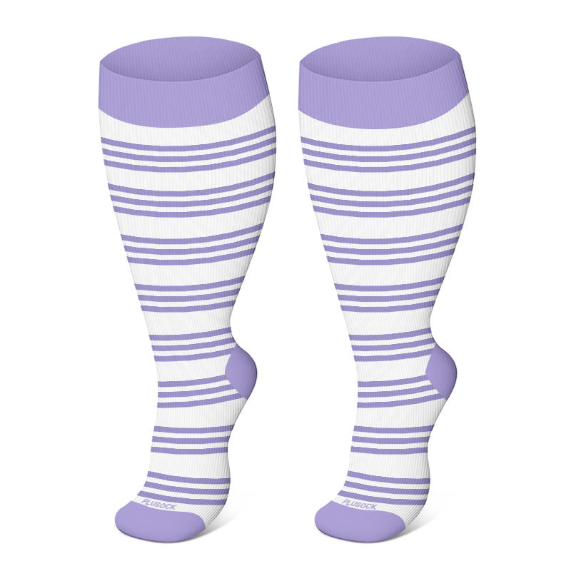 2XL-4XL Plus Size Harmonious Flowers Compression Socks - Stripe - 4XL - image 6