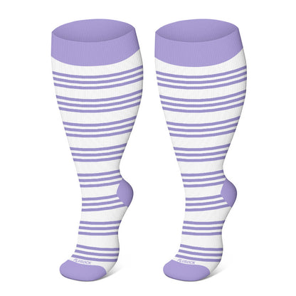 2XL-4XL Plus Size Harmonious Flowers Compression Socks - Stripe - 4XL - image 6