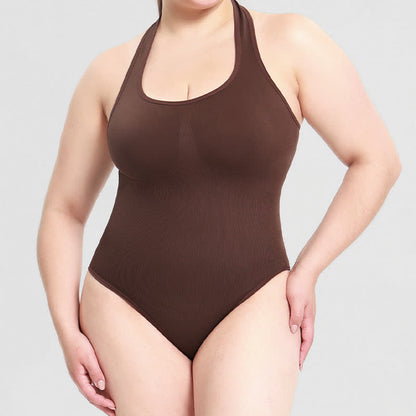 Halter Neck shapewear Bodysuit - Brown - 3XL - image 8