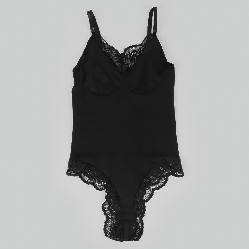 Solid Color Lace Shapewear Bodysuit