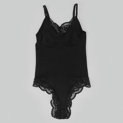 Solid Color Lace Shapewear Bodysuit