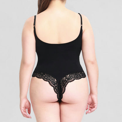 Solid Color Lace Shapewear Bodysuit