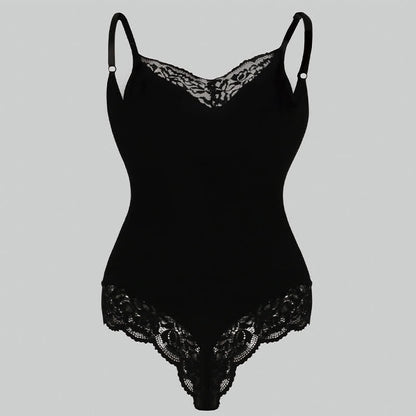 Solid Color Lace Shapewear Bodysuit