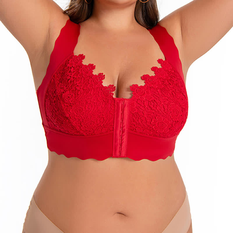 Wavy Edge Front Closure Wireless Bra - image 5