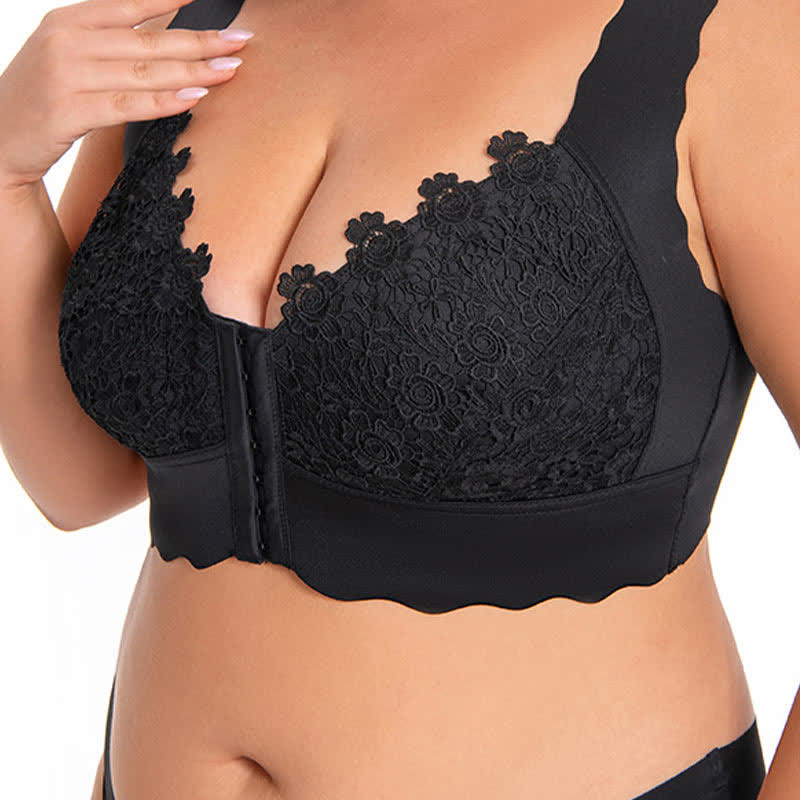 Wavy Edge Front Closure Wireless Bra - image 13
