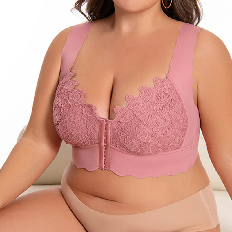 Wavy Edge Front Closure Wireless Bra - image 1
