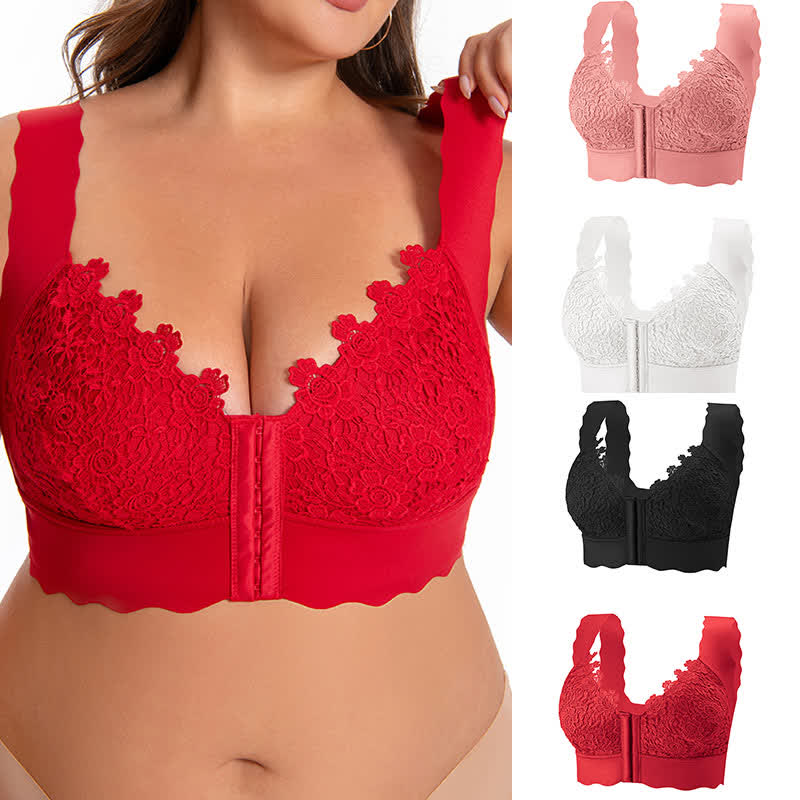Wavy Edge Front Closure Wireless Bra - image 0
