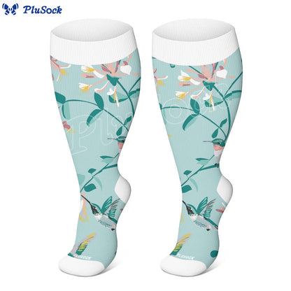 Plus Size Breezy Flower Bird Compression Socks