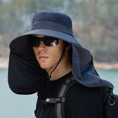 Detachable Neck Flap Sun Protection Hat - Dark Grey - One Size - image 4