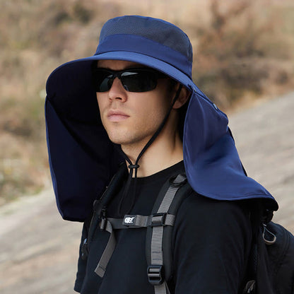 Detachable Neck Flap Sun Protection Hat - Navy Blue - One Size - image 11