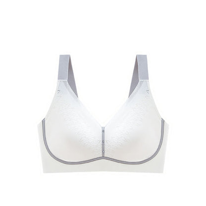 Color-Blocked Breathable Wireless Bra - White - 5XL - image 14