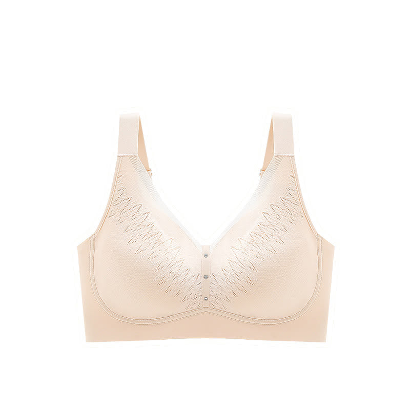 Color-Blocked Breathable Wireless Bra - Nude - 5XL - image 5